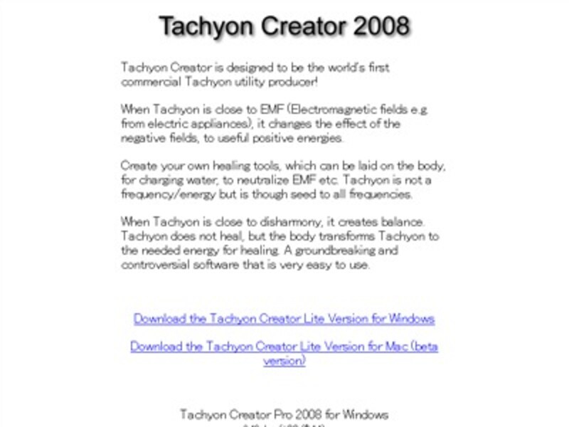 「Tachyon Creator」ダウンロードページ
