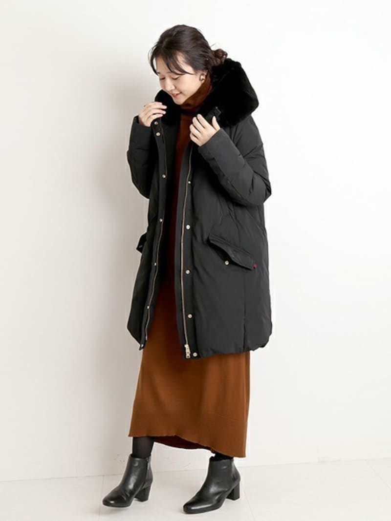 インナーをワンピースの1色でまとめてIラインの縦長効果を 出典:WEAR