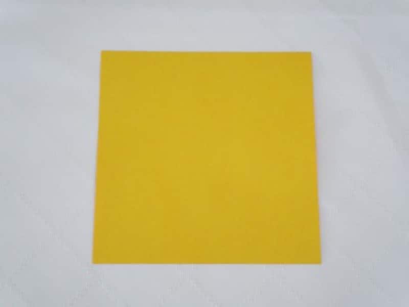 折り紙は着物の柄として見せたい方の色を上にして置きます。