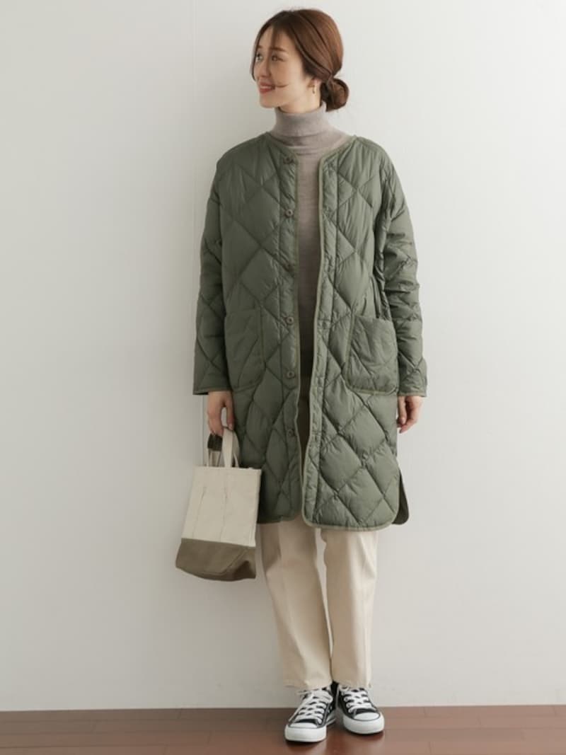 薄手のダウンキルトコートならボリュームが出過ぎずに着られる 出典:WEAR