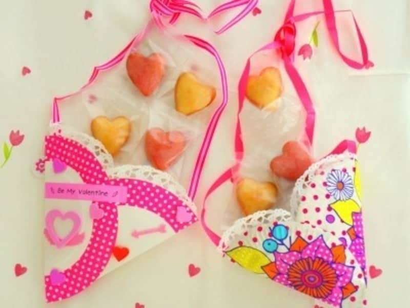 バレンタインラッピング手作り 紙皿のハート型ポシェット