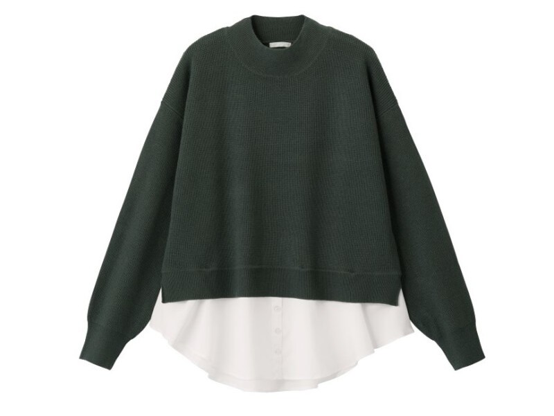 GU 2WAYシャツコンビネーションセーター 1990円（税抜）
