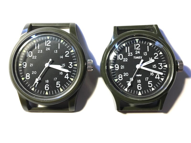 ダイソー500円ミリタリーウォッチとTIMEXキャンパーの比較ダイソー。ケース