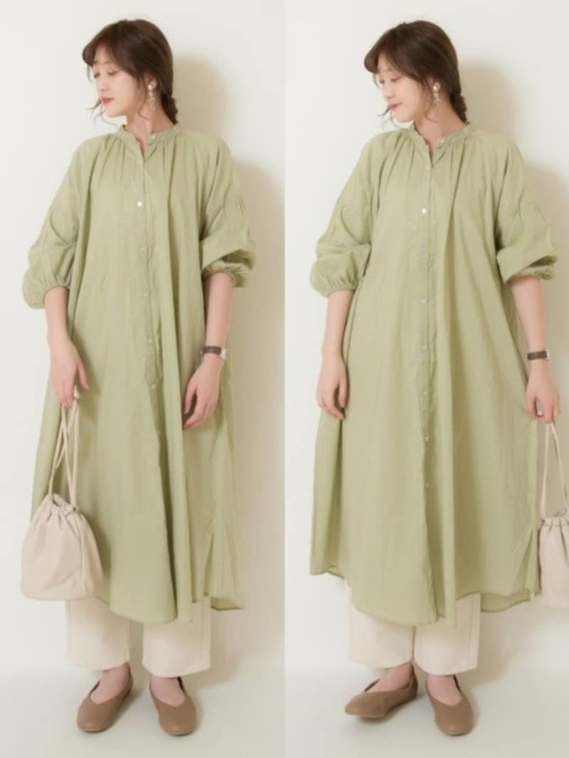 バンドカラーが大人向けな新作ワンピも着こなしの幅が広がります 出典:WEAR