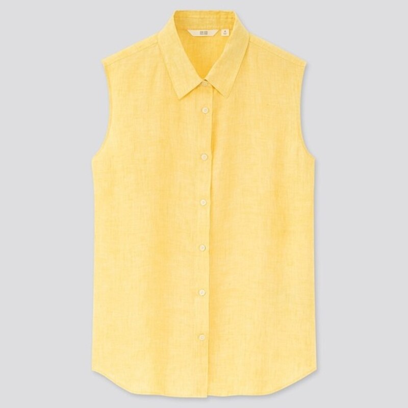 ユニクロ「リネンブレンドオープンカラーシャツ(ノースリーブ)」