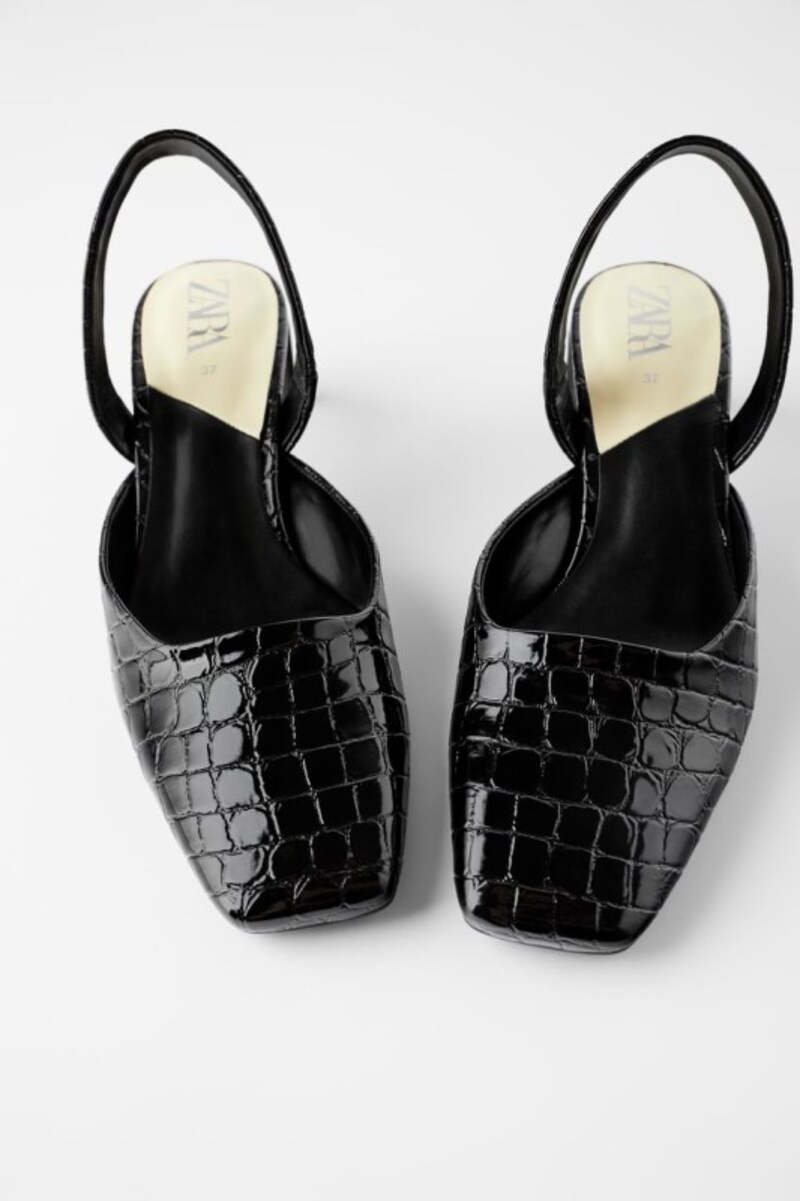 ZARA  アニマル柄ヒールスリングバックシューズ  5990円(税込)