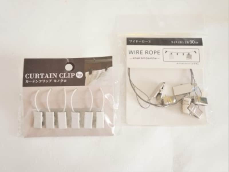 風船などを吊るすのに便利なワイヤー付きクリップとフック付きクリップ