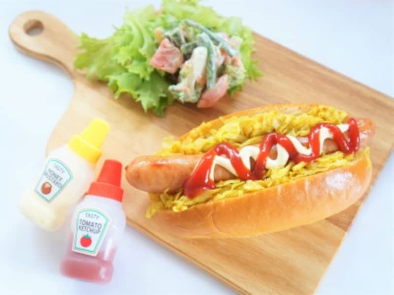 おうちピクニック 子ども 料理　カレー味のキャベツが美味しい大阪ホットドッグ