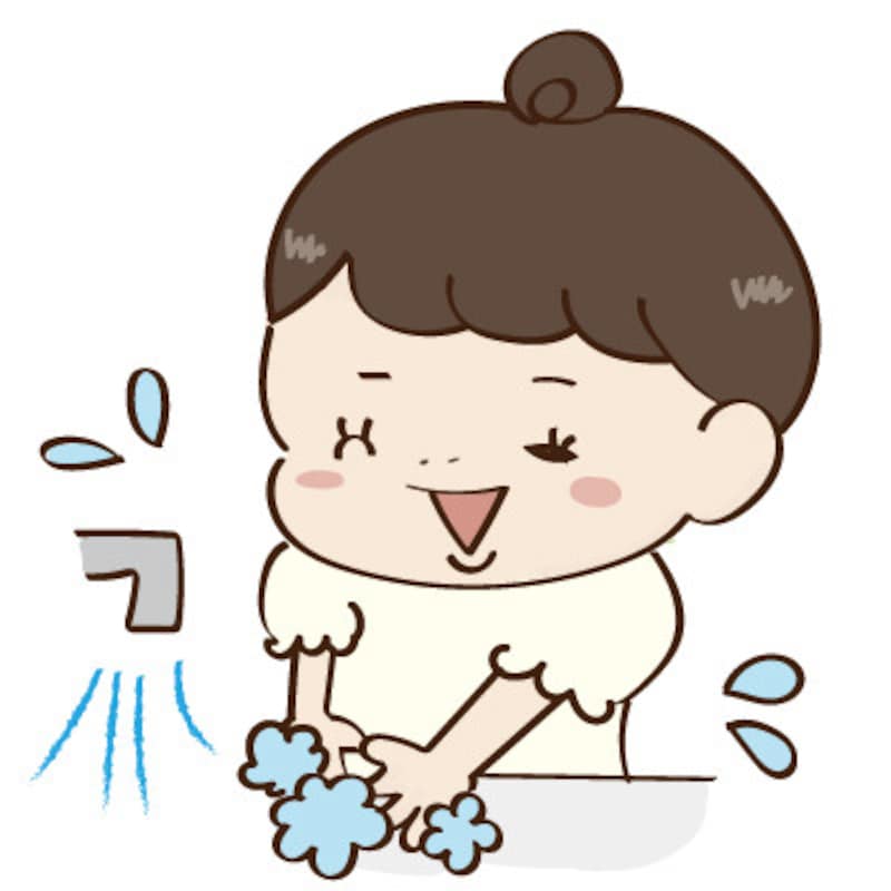 イラスト　手洗い　女の子　無料　カラー