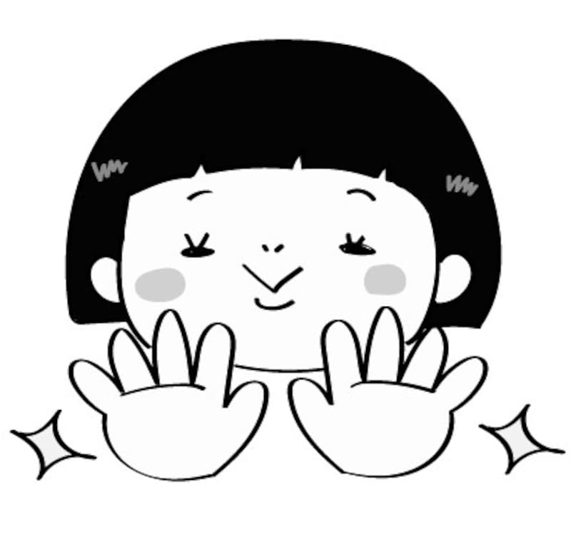 イラスト　手洗い　女の子　無料　白黒