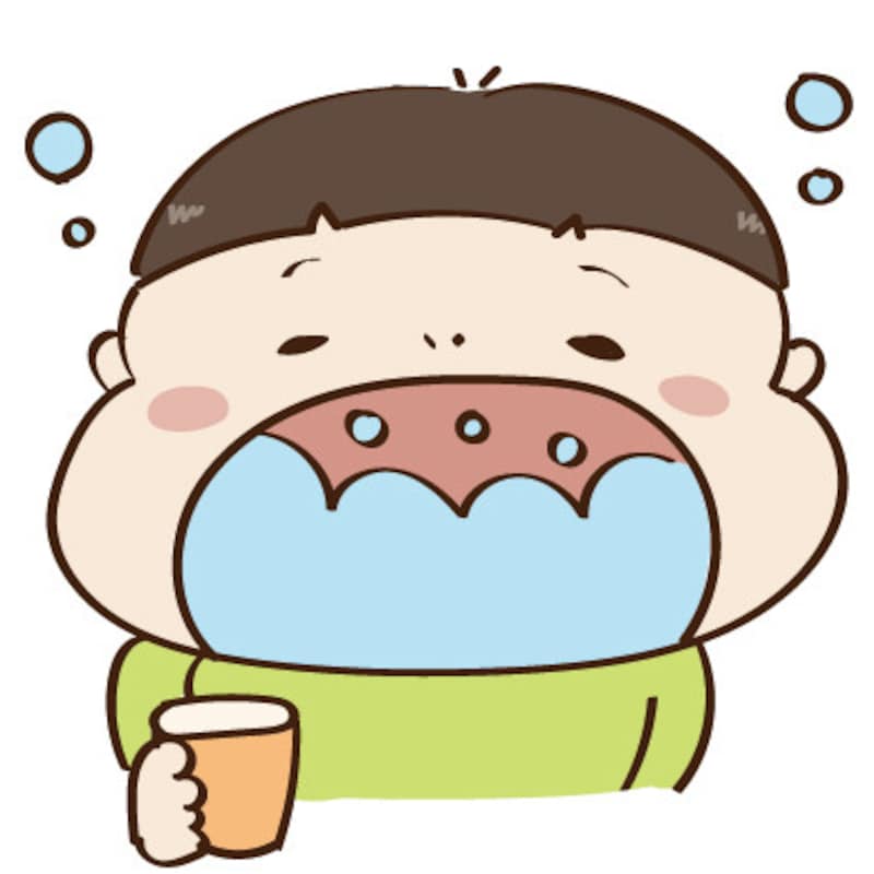 イラスト　うがい　男の子　無料　カラー