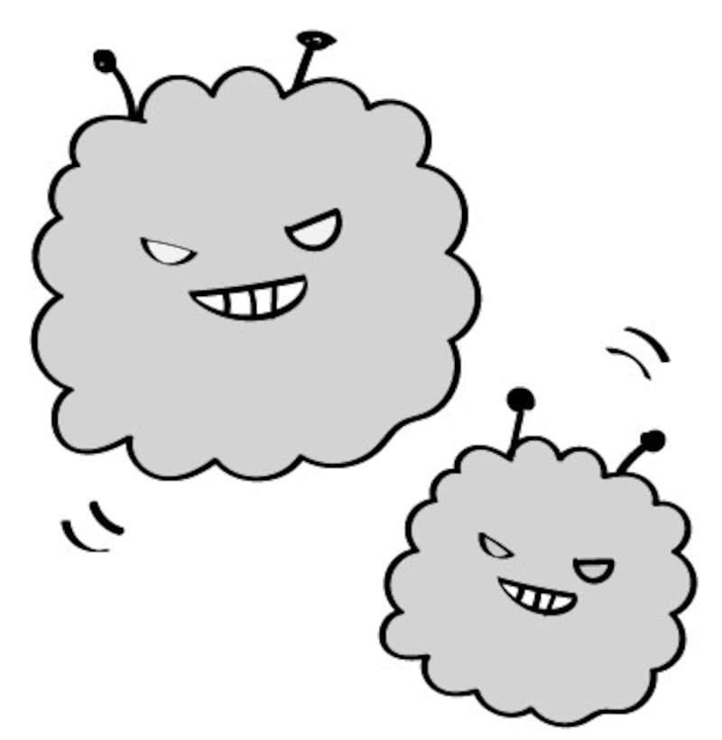 イラスト バイ菌　細菌　ウィルス　風邪　無料　白黒