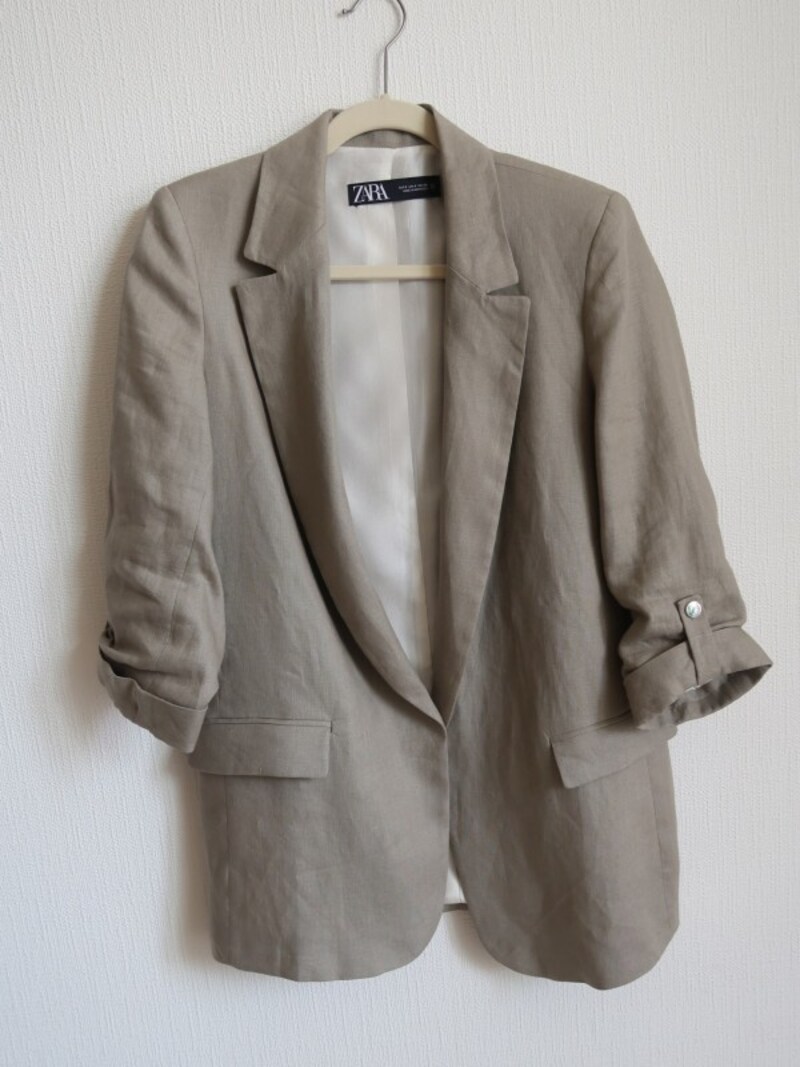 ZARA ロールアップスリーブリネン地ブレザー