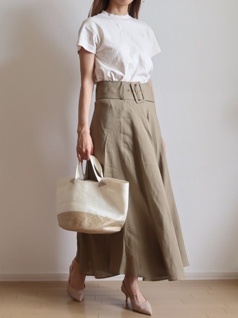 ZARA ベルト付きラスティックスカート　