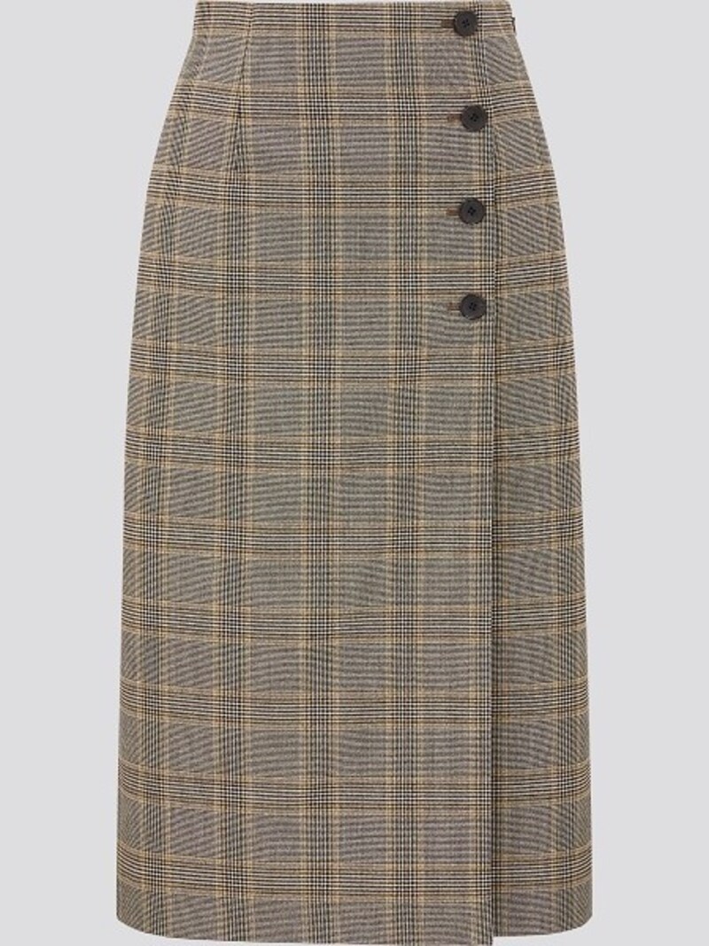 ユニクロ　サイドボタンチェックラップスカート　2990円（税抜）