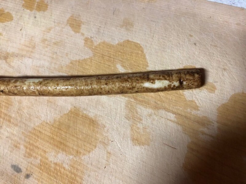 ブラシで2回擦った後のゴボウ