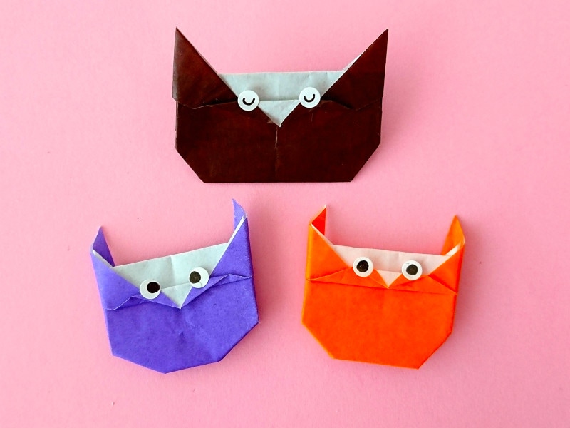 折り紙フクロウを手作り,お守りにして敬老の日にプレゼント