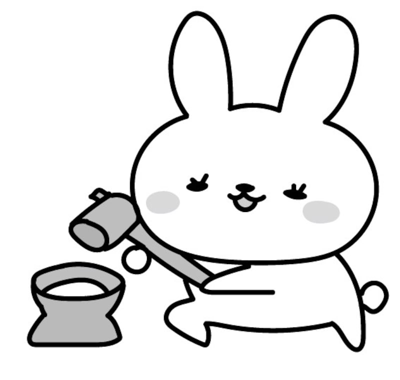 お月見イラスト 月見 十五夜　うさぎ　無料 フリー かわいい モノクロ