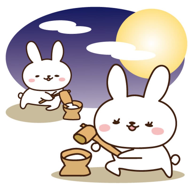 お月見イラスト 月見 十五夜 うさぎ 無料 フリー かわいい カラー