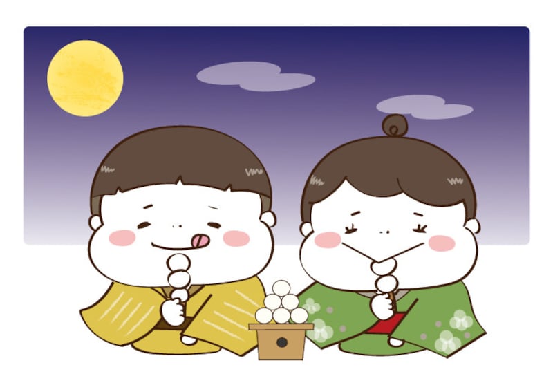  お月見イラスト 月見 十五夜 子ども 無料 フリー かわいい カラー