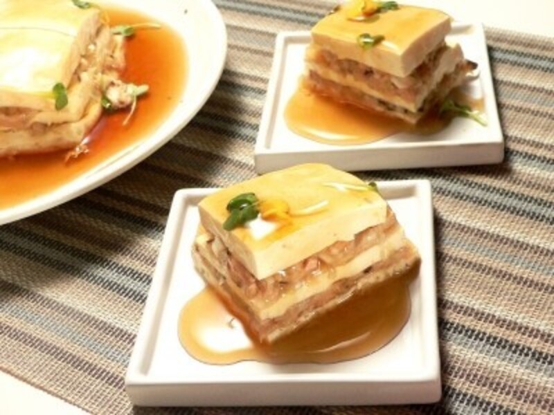 豆腐とツナの博多蒸し