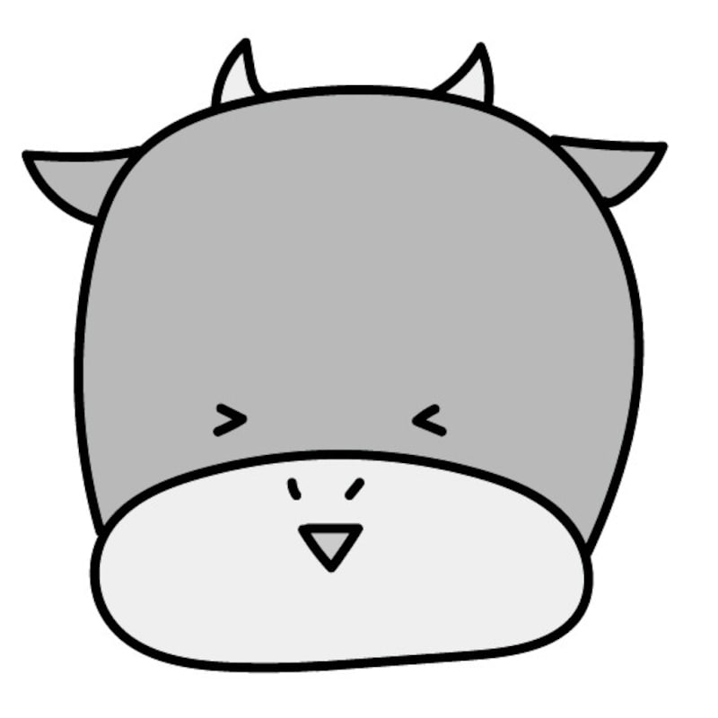 うし 牛 ウシ 丑 イラスト 年賀状 2021 干支 無料 フリー かわいい 白黒
