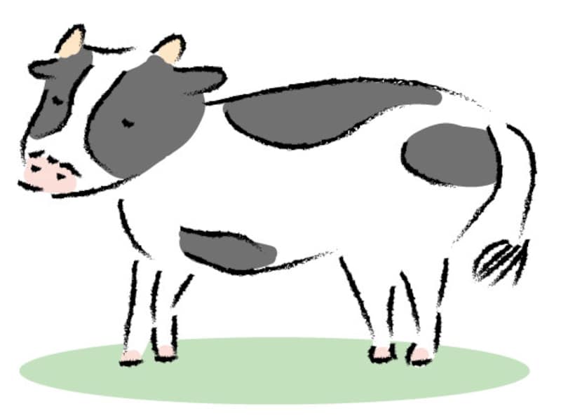 うし 牛 ウシ 丑 イラスト 年賀状 2021 干支 無料 フリー 手描き風 かわいい カラー