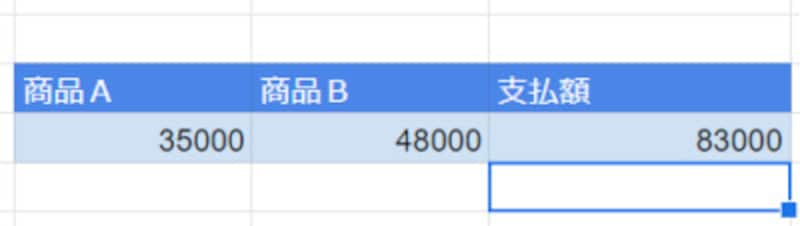 ［Enter］キーを押すと計算結果が表示されます