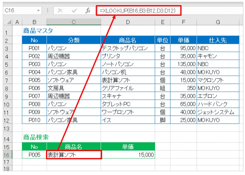 セルC16に入力されている数式