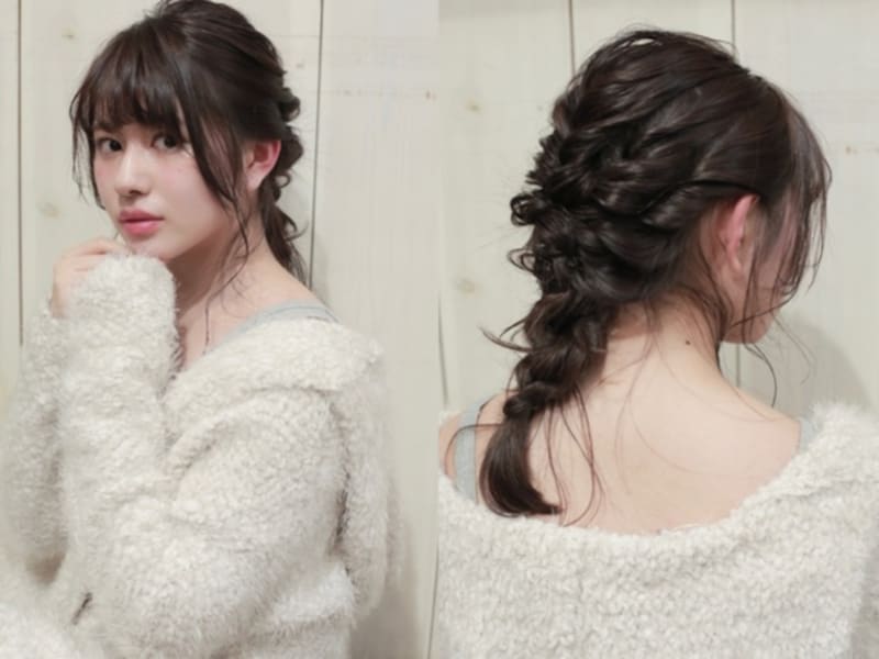 おすすめ3：セカンドバングの編みおろしアレンジ（画像提供：bangs［バングス］）