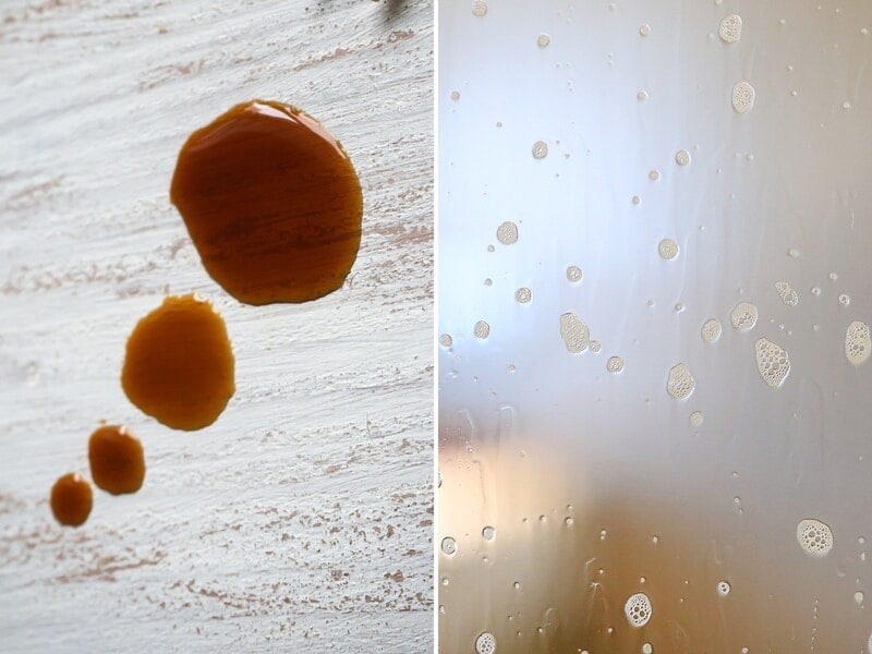 『コの字』を描く拭き掃除をしても残った丸型や垂れ下がり型の汚れ