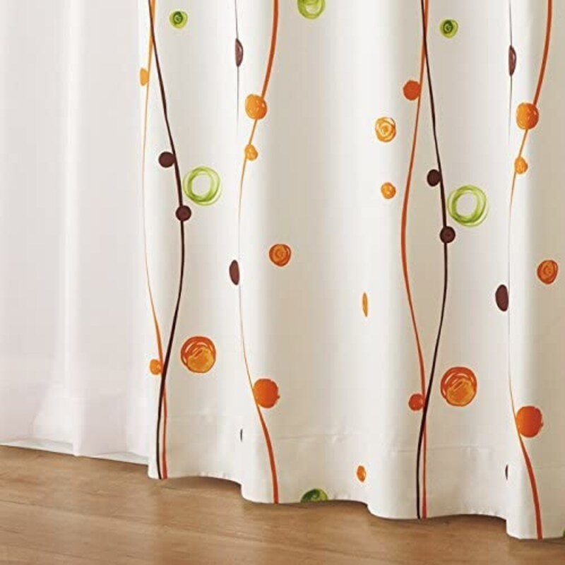 nissen「水玉柄遮熱・防音・1級遮光カーテン&夕方まで見えにくい・UVカットレース」(出典:Amazon)