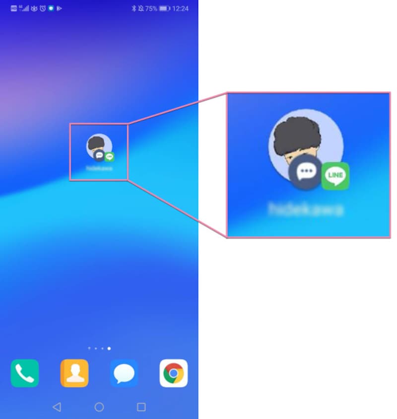 ホーム画面に戻ると、ショートカットするアイコンが配置されている