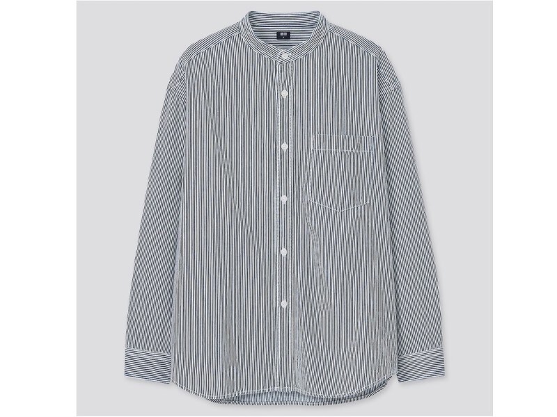 ユニクロ　ヒッコリーオーバーサイズスタンドカラーシャツ　2990円（税抜）