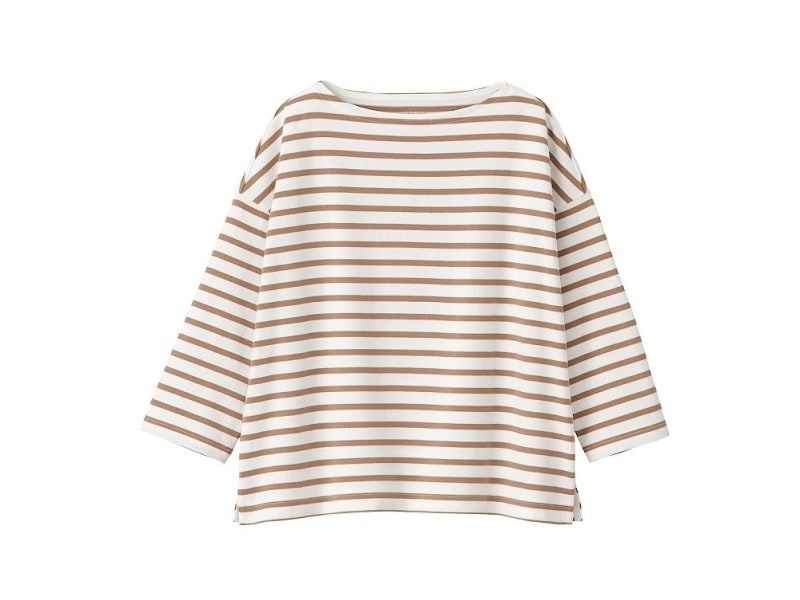 無印良品　太番手天竺編みボートネック七分袖Ｔシャツ　1990円（税込）