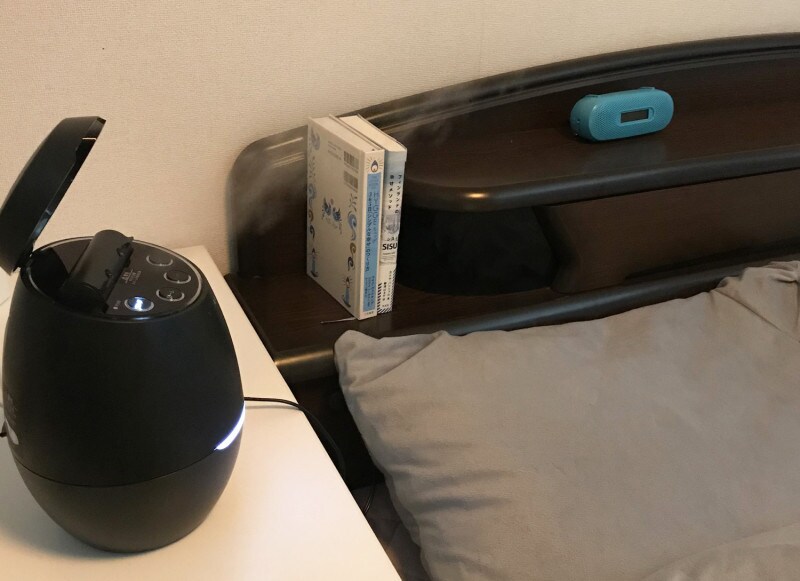 ベッドサイドに置いてロングモードで使うと1時間ごとに1分半のスチームが出て、寝ている間も美肌ケア