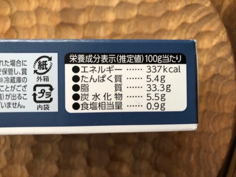 クリームチーズの栄養成分