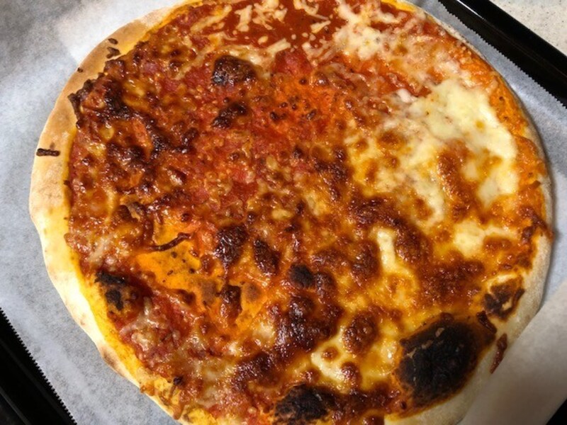 チーズが焦げてしまった