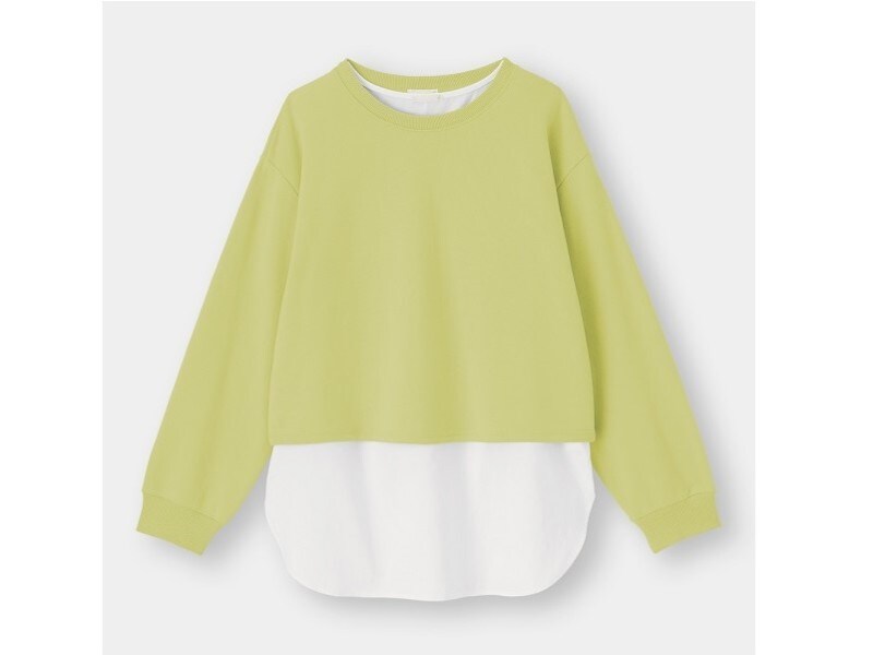 GU   シャツテールコンビスウェットプルオーバー  2490円（税込）