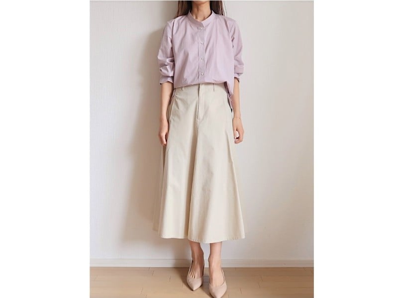 メリハリを付けるためには、ウエストのフロント部分を無造作にインするのもおすすめ　