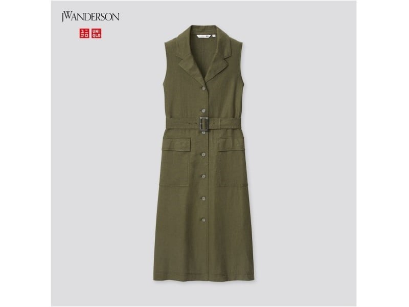 ユニクロ　ベルテッドラペルワンピース　4990円（税込）