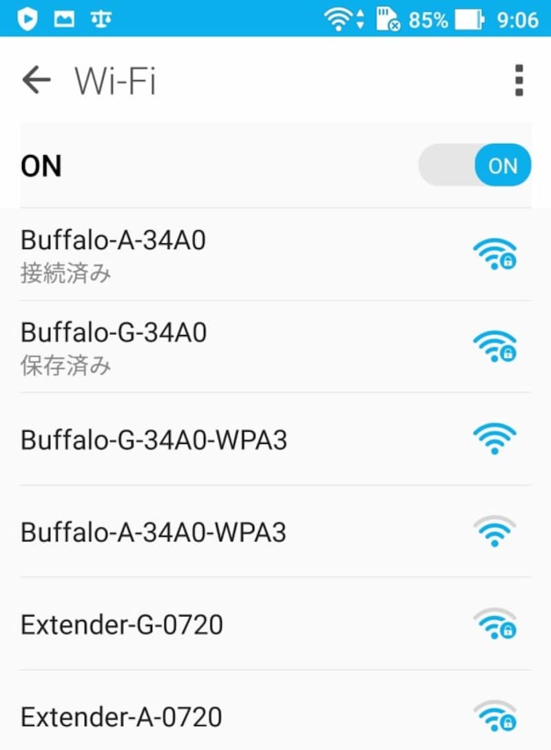 接続済みとなっているSSID以外から似ているものを選択する。