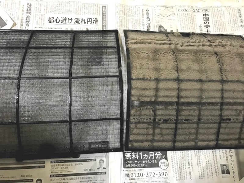 エアコンフィルター掃除