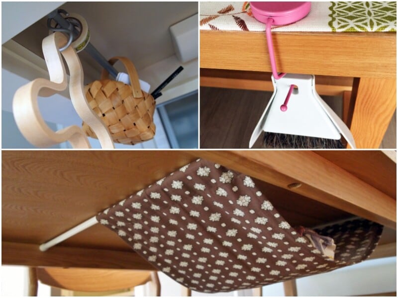 つっぱり棒などを設置すれば、空間を収納に利用できる