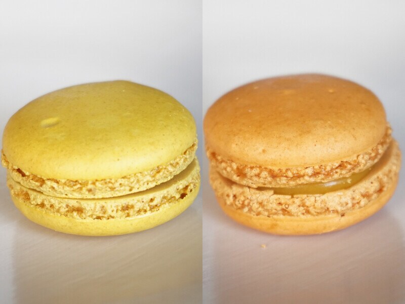 シャトレーゼ「マカロン」。左はレモン、右はマンゴー