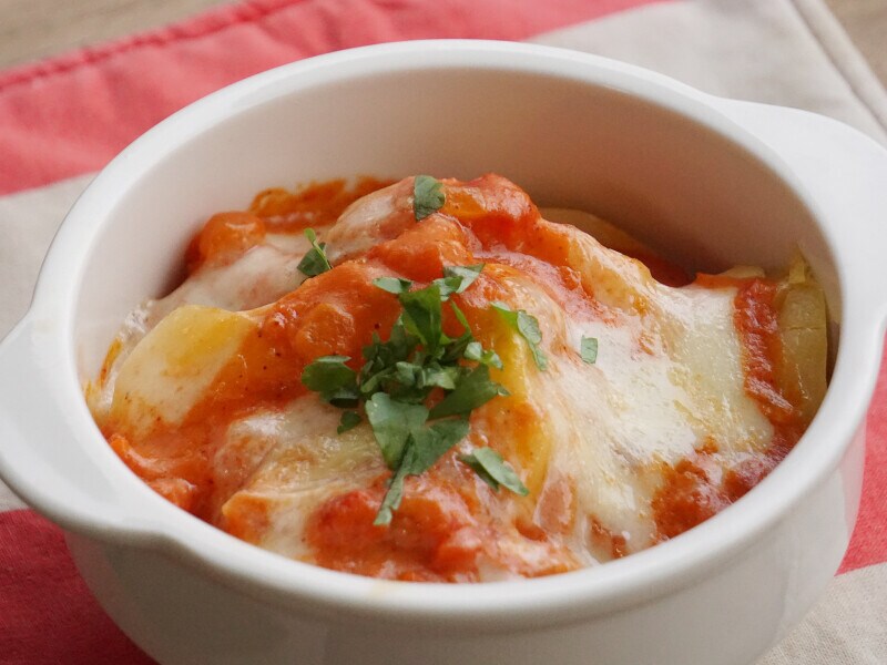 サンクゼール「パスタソース トマトクリームソース」を使ったポテトグラタン