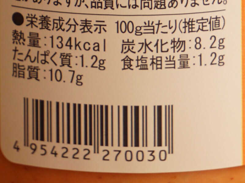 サンクゼール「パスタソース トマトクリームソース」のカロリー、栄養成分表示