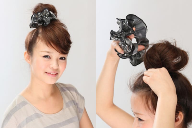 画像出典：フェイク前髪の作り方と簡単お団子ヘアアレンジのやり方・方法