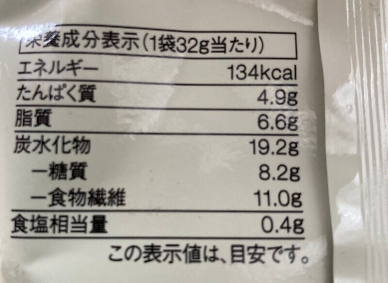 ひと袋あたりの糖質は、8,2g