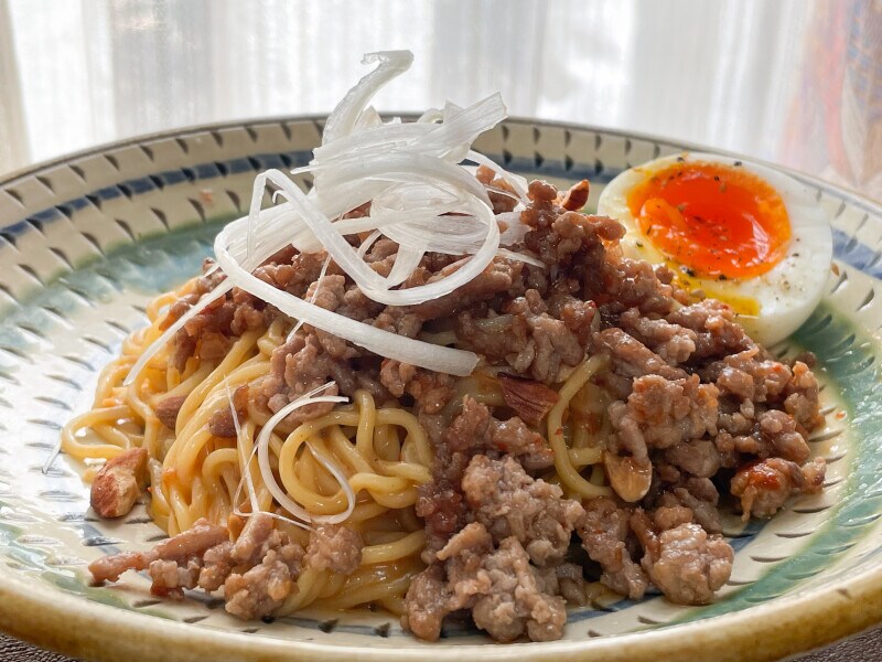 カルディの「冷やし担担ナッツまぜそば」調理例